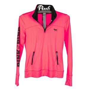 Pink Victorias Secret Women's XS Athletic 1/4 Zip Jacket Zip Pockets Thumb Holes